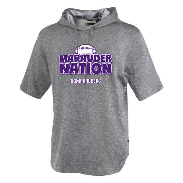 183-CARBON-Mar Marauder Nation Pennant Short Sleeve Warmup Hoodie