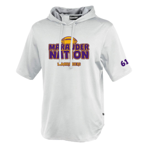 183-WHITE-MARAUDER Marauder Nation Pennant Short Sleeve Warmup Hoodie