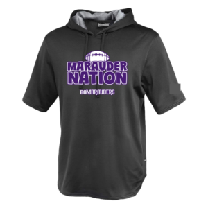 183-blk-Mar Marauder Nation Pennant Short Sleeve Warmup Hoodie