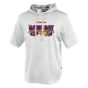 183-wHITE-CHECKERED Checkered Game Day Pennant Short Sleeve Warmup Hoodie