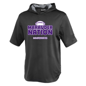 183Y-BLACK-Mar Marauder Nation Pennant Youth Short Sleeve Warmup Hoodie