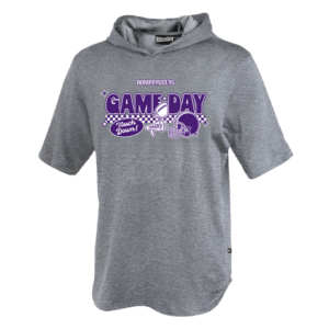 183Y-CARBON-Game Checkered Game Day Pennant Youth Short Sleeve Warmup Hoodie