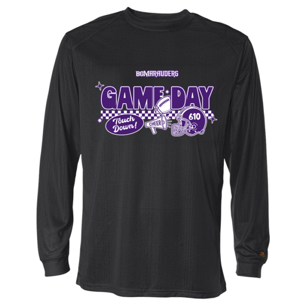 Checkered Game Day Badger Youth Long Sleeve Performance Tee