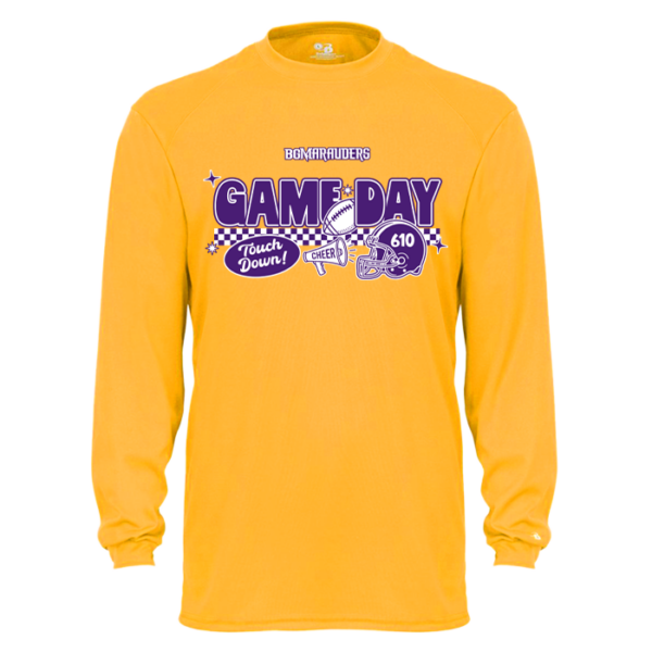 Checkered Game Day Badger Youth Long Sleeve Performance Tee