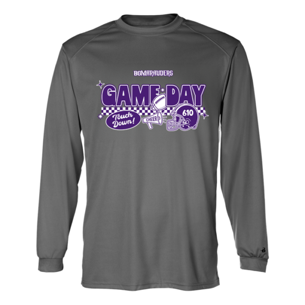 Checkered Game Day Badger Youth Long Sleeve Performance Tee
