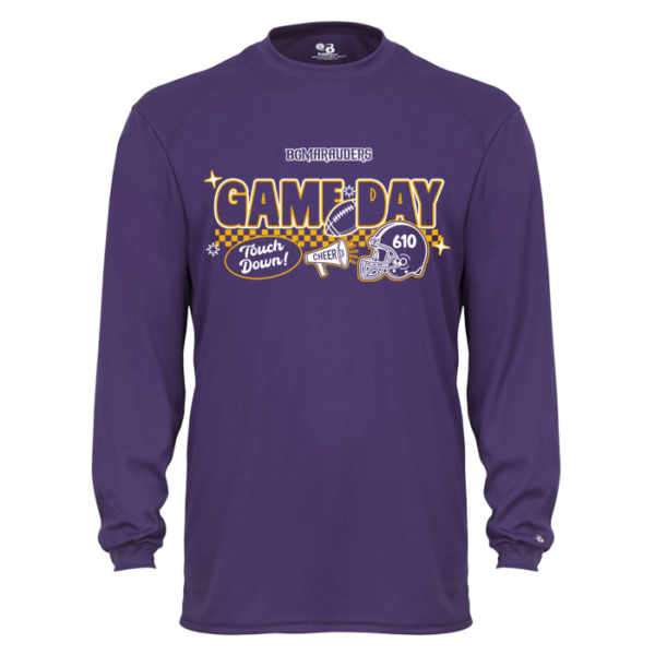 Checkered Game Day Badger Youth Long Sleeve Performance Tee