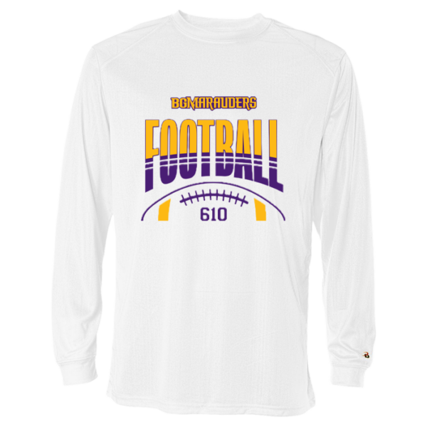 Stripe Football Badger Youth Long Sleeve Performance Tee