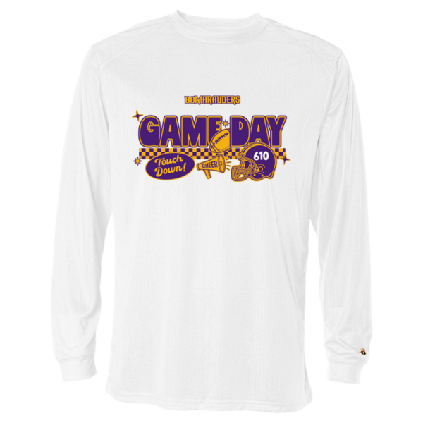 Checkered Game Day Badger Youth Long Sleeve Performance Tee