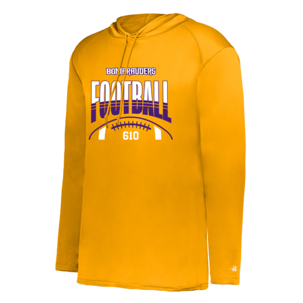 Stripe Football Badger Performance Hooded Long Sleeve Tee