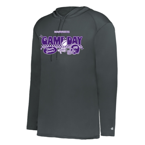 Checkered Game Day Badger Performance Hooded Long Sleeve Tee
