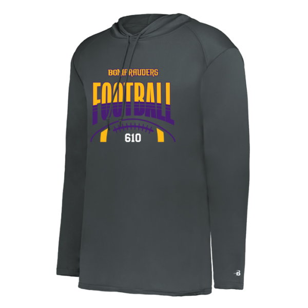 Stripe Football Badger Performance Hooded Long Sleeve Tee