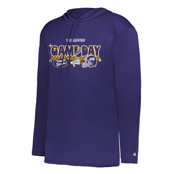 Checkered Game Day Badger Performance Hooded Long Sleeve Tee