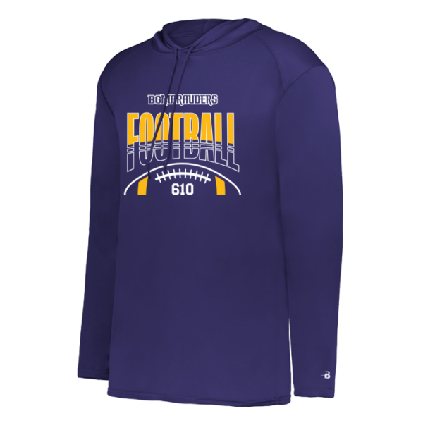 Stripe Football Badger Performance Hooded Long Sleeve Tee