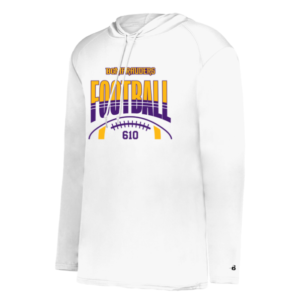 Stripe Football Badger Performance Hooded Long Sleeve Tee