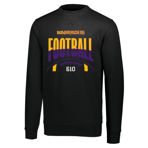 5416-BLACK-STRIPE Stripe Football Augusta Sportswear 60/40 Fleece Crewneck