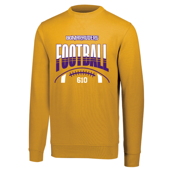 5416-GOLD-STRIPE Stripe Football Augusta Sportswear 60/40 Fleece Crewneck