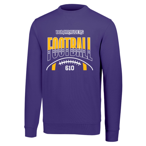 5416-PURPLE-STRIPE Stripe Football Augusta Sportswear 60/40 Fleece Crewneck