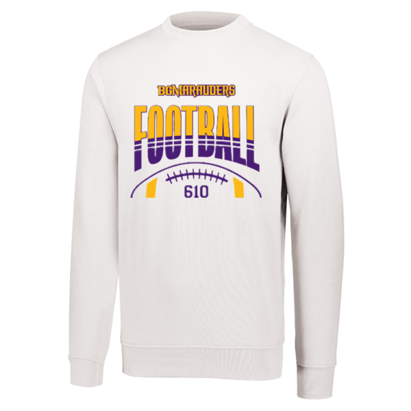 5416-WHITE-STRIPE Stripe Football Augusta Sportswear 60/40 Fleece Crewneck