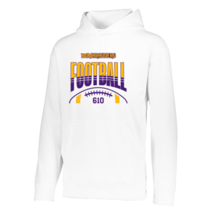 5506-WHITE-STRIPE Stripe Football Augusta Sportswear Youth Wicking Fleece Hoodie