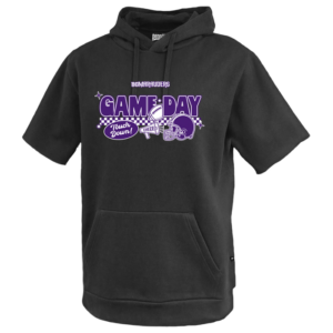 8220-BLACK-Chckere Checkered Game Day Fleece Short Sleeve Hoodie