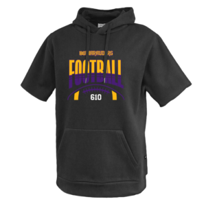 8220-BLACK-STRIPE Stripe Football Fleece Short Sleeve Hoodie