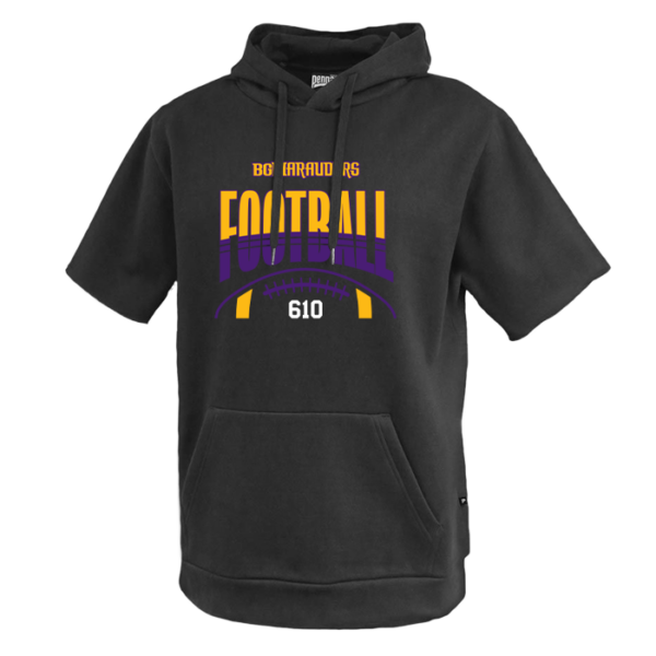 Stripe Football Fleece Short Sleeve Hoodie