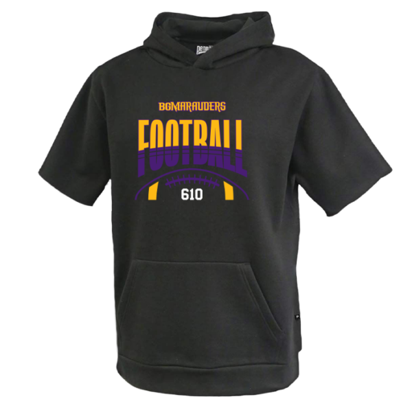 Stripe Football Pennant Youth Fleece Short Sleeve Hoodie