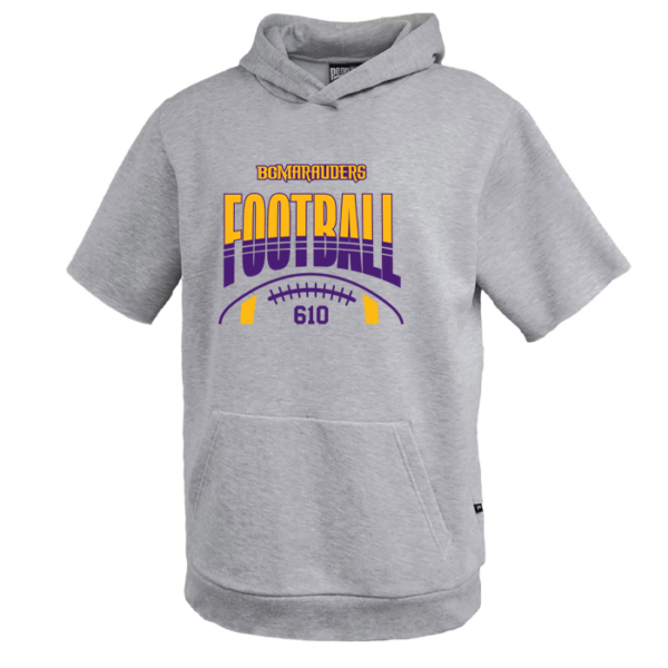Stripe Football Pennant Youth Fleece Short Sleeve Hoodie