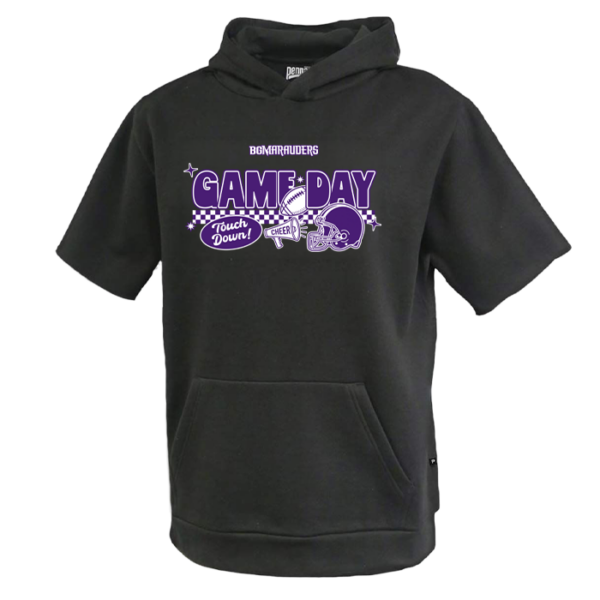 Checkered Game Day Pennant Youth Fleece Short Sleeve Hoodie