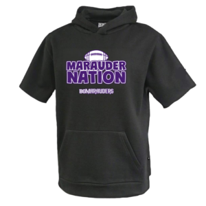 8220Y-blk-marauder Marauder Nation Pennant Youth Fleece Short Sleeve Hoodie