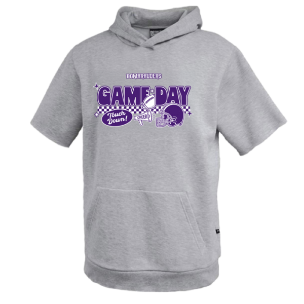 Checkered Game Day Pennant Youth Fleece Short Sleeve Hoodie