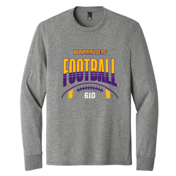 DM132-GREYFROST-STRIPEFOOTBALL Stripe Football District Perfect Tri Long Sleeve Tee