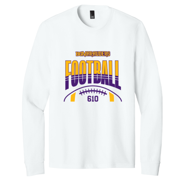 DM132-WHITE-STRIPEFOOTBALL Stripe Football District Perfect Tri Long Sleeve Tee