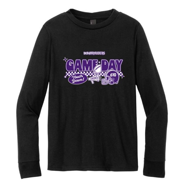 DT132Y-BLACK-CHECKERED Checkered Game Day District Youth Perfect Tri Long Sleeve Tee