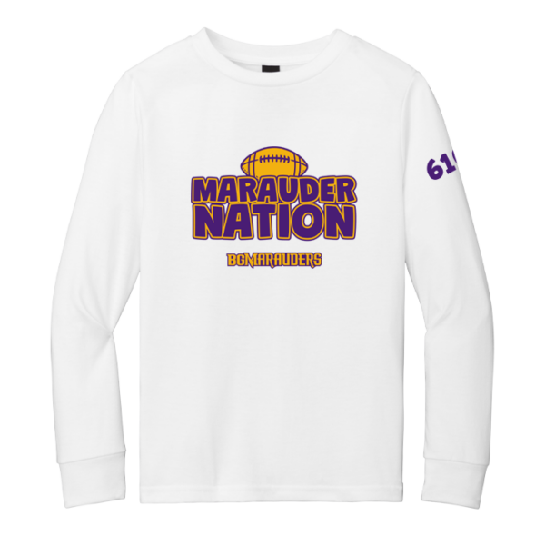 DT132Y-WHITE-MARAUDERNATION Marauder Nation District Youth Perfect Tri Long Sleeve Tee